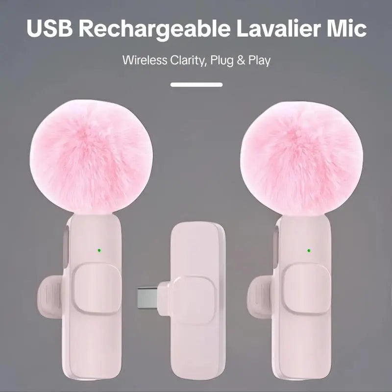 2.4G Wireless Clip-On Microphone with Lightning and USB-C Adapters for Professional Audio Recording in Video Production, YouTube, and Interviews