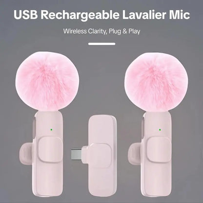 2.4G Wireless Clip-On Microphone with Lightning and USB-C Adapters for Professional Audio Recording in Video Production, YouTube, and Interviews