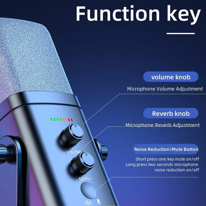 Gaming USB/XLR Microphone for Podcast, Dynamic Mic with Controllable RGB, Touch Mute, Headphone Jack, Desktop Stand, Vocal Mic for Singing Gaming Streaming Podcasting-Lsd-Yu8 RGB Condenser Microphone