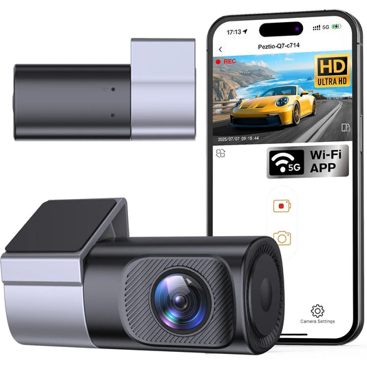 Ultra Slim 1080P Full HD Dashcam with Wi-Fi Control, Night Vision, 24-Hour Parking Mode, Loop Recording, G-Sensor, 145-Degree Wide Angle, HDR, and 128GB Support for Enhanced Road Safety and Compact Design for Trucks