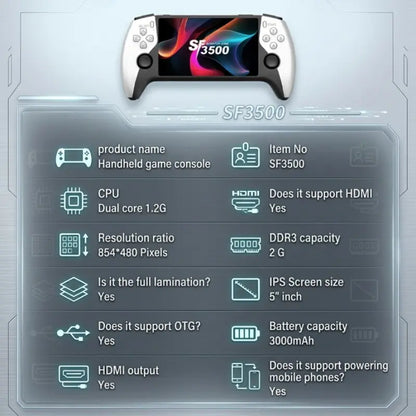 5-Inch Sf3500 HD Handheld Console, Portable Gaming System, Retro Arcade Simulator, Dual Player, TV Output, Audio Video Playback, Perfect for Gaming Lovers #GLOBAL PICKS