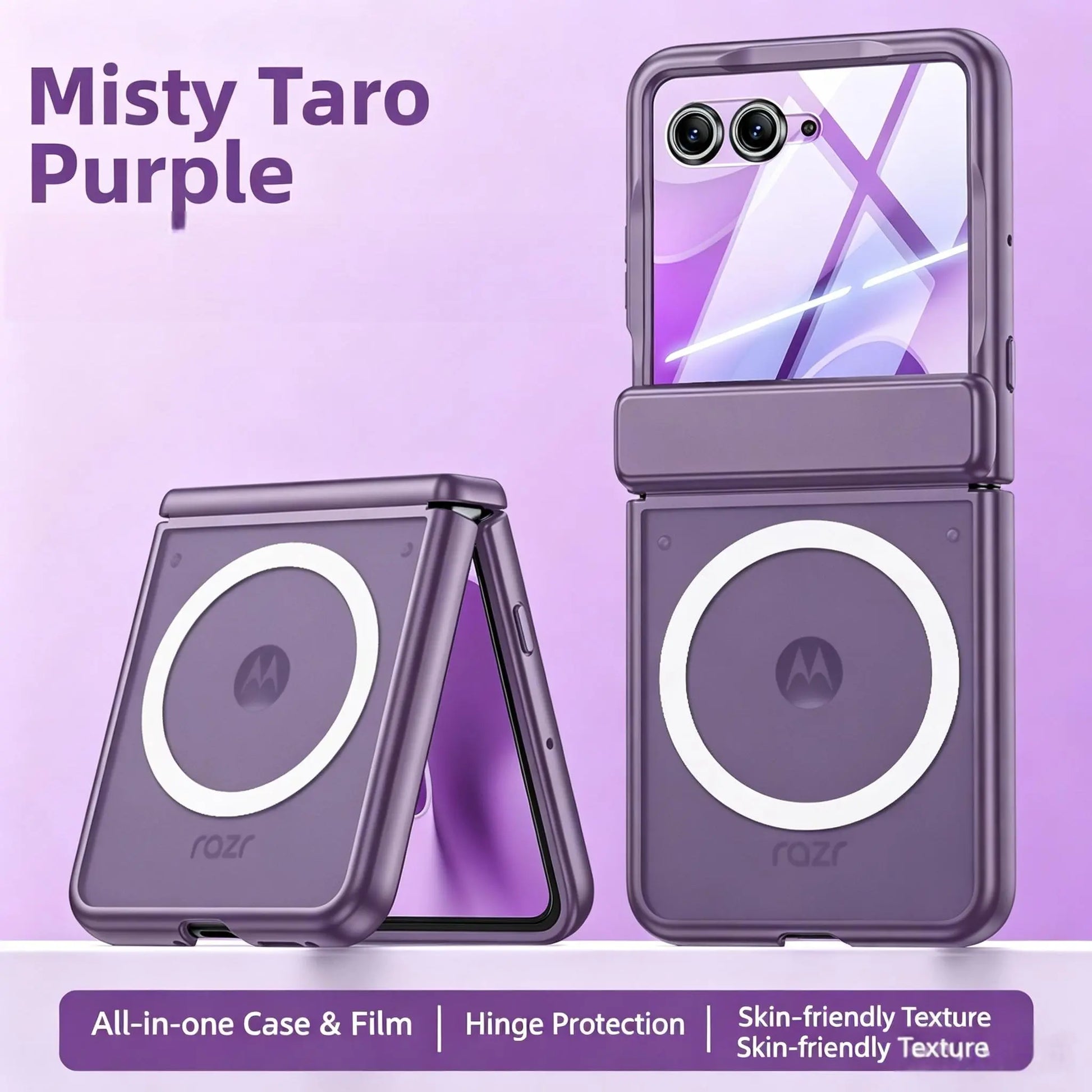 All-In-One Semi-Transparent Frosted MagSafe Case for Motorola Razr 70/60/50 Ultra Pro with Shockproof Hinge Protection
