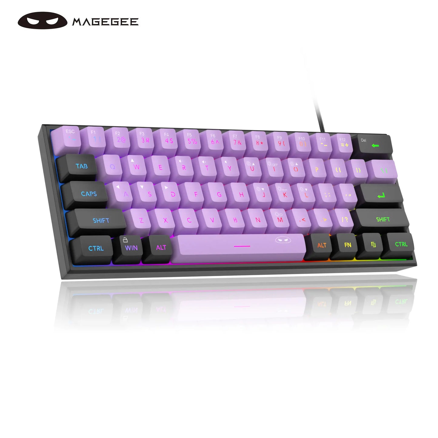Magegee Mini 60% Gaming Keyboard, RGB Backlit 61 Key Ultra-Compact Keyboard, TS91 Ergonomic Mechanical Feeling Office Computer Keyboard for PC, MAC, PS4, Xbox ONE Gamer