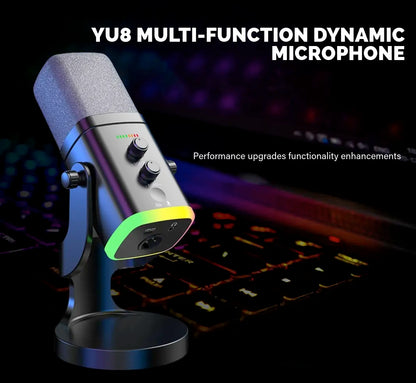 Gaming USB/XLR Microphone for Podcast, Dynamic Mic with Controllable RGB, Touch Mute, Headphone Jack, Desktop Stand, Vocal Mic for Singing Gaming Streaming Podcasting-Lsd-Yu8 RGB Condenser Microphone