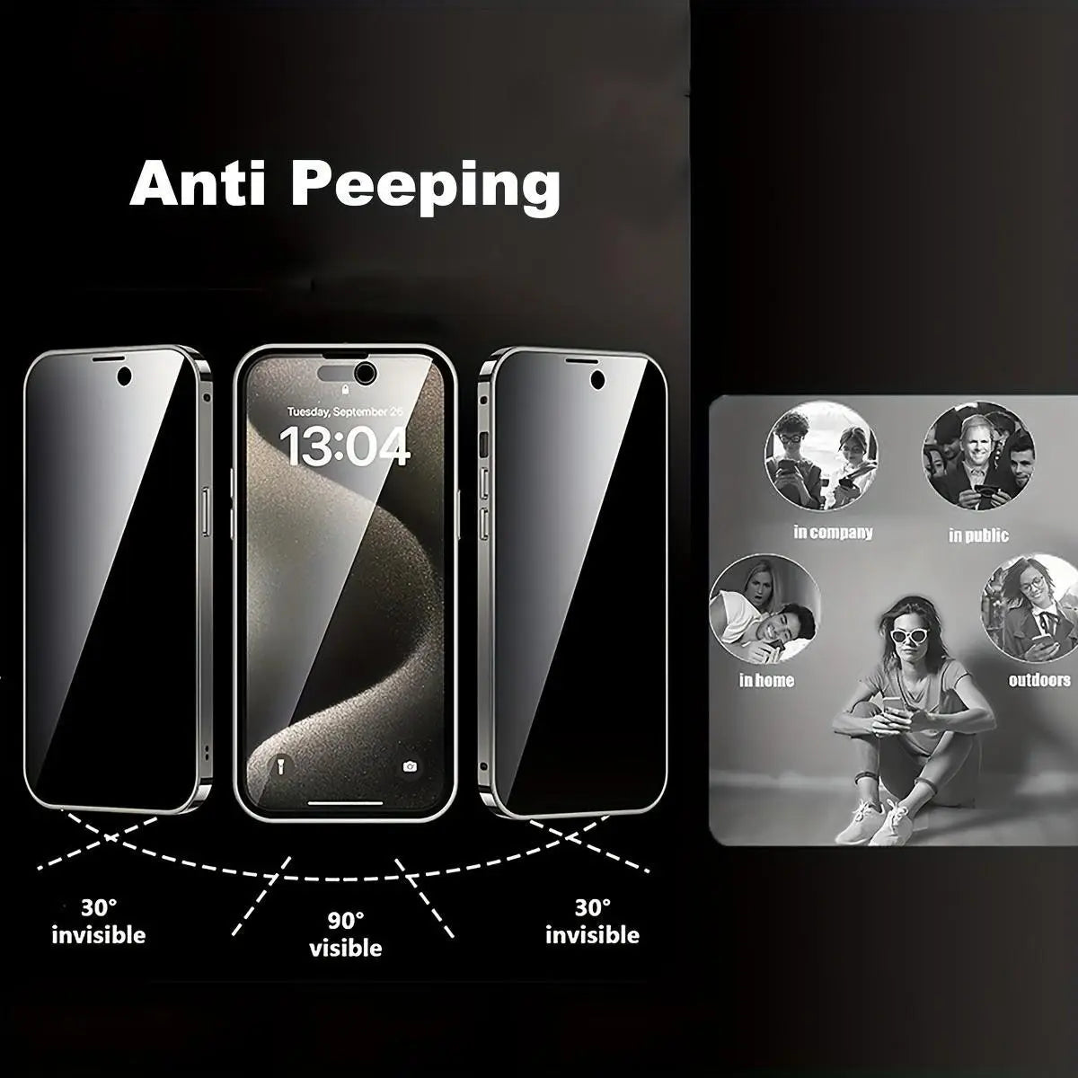 Magnetic Anti-Spy Phone Case with Dual-Sided Scratch-Resistant Glass and Strong Magnet Attachment, Metal Frame, Compatible with iPhone 12-17