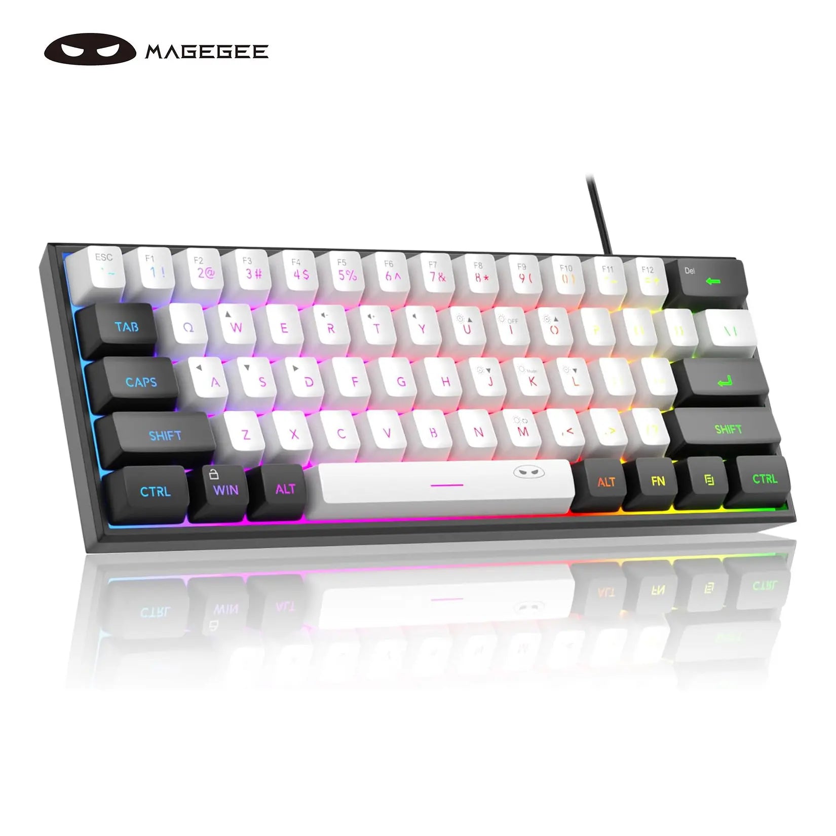 Magegee Mini 60% Gaming Keyboard, RGB Backlit 61 Key Ultra-Compact Keyboard, TS91 Ergonomic Mechanical Feeling Office Computer Keyboard for PC, MAC, PS4, Xbox ONE Gamer