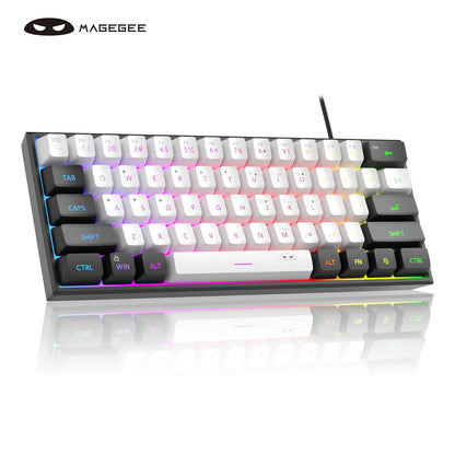 Magegee Mini 60% Gaming Keyboard, RGB Backlit 61 Key Ultra-Compact Keyboard, TS91 Ergonomic Mechanical Feeling Office Computer Keyboard for PC, MAC, PS4, Xbox ONE Gamer