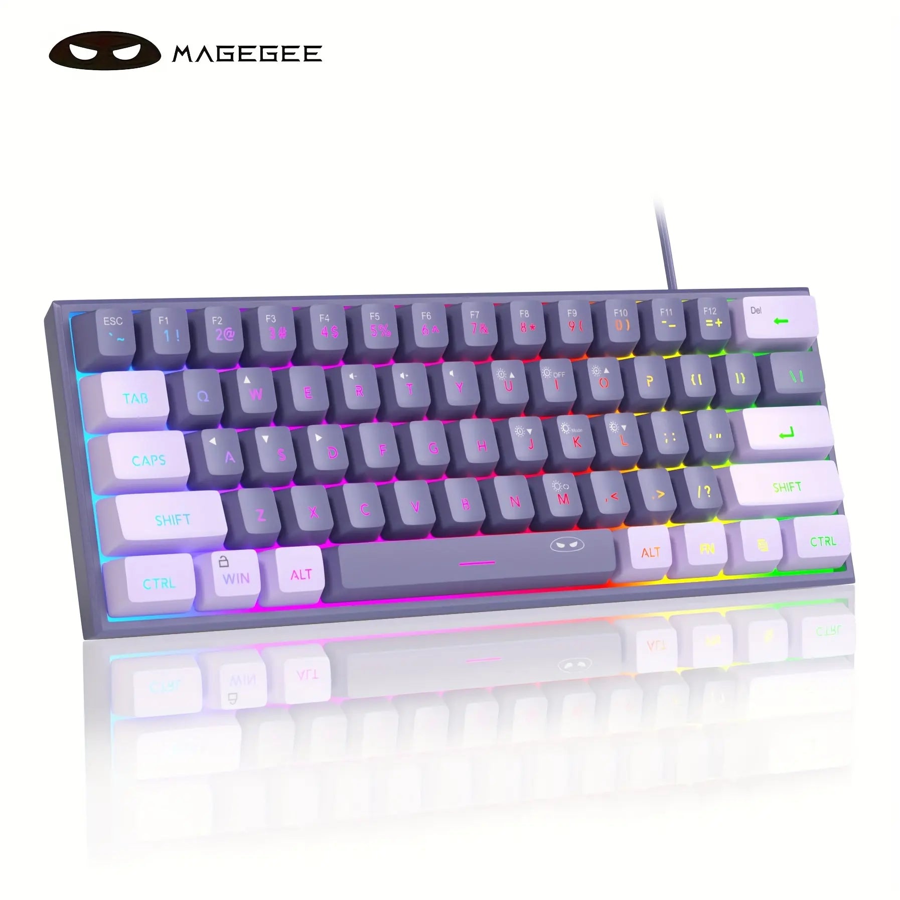 Magegee Mini 60% Gaming Keyboard, RGB Backlit 61 Key Ultra-Compact Keyboard, TS91 Ergonomic Mechanical Feeling Office Computer Keyboard for PC, MAC, PS4, Xbox ONE Gamer