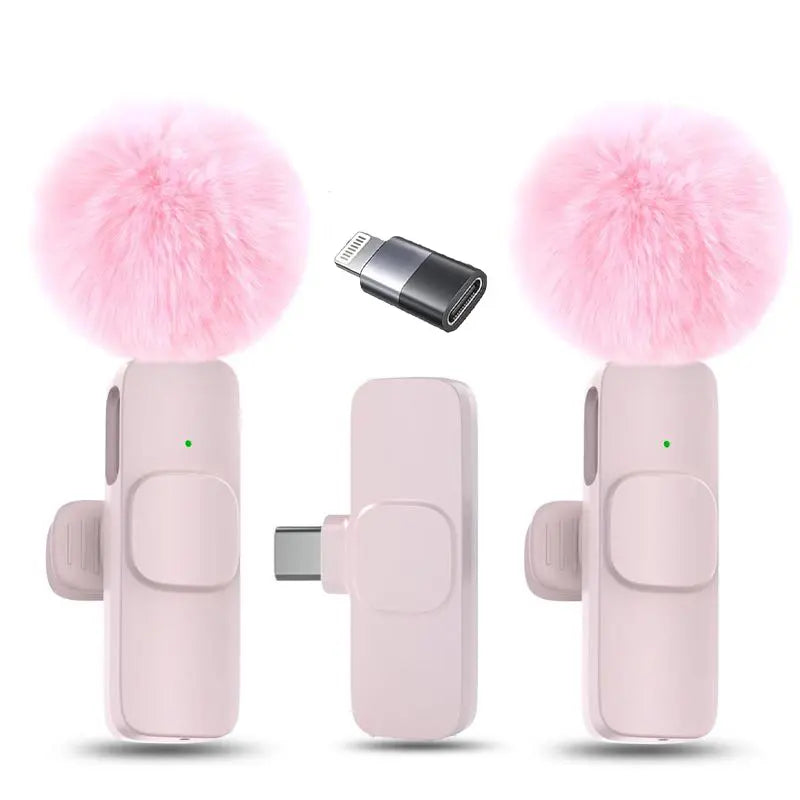 2.4G Wireless Clip-On Microphone with Lightning and USB-C Adapters for Professional Audio Recording in Video Production, YouTube, and Interviews