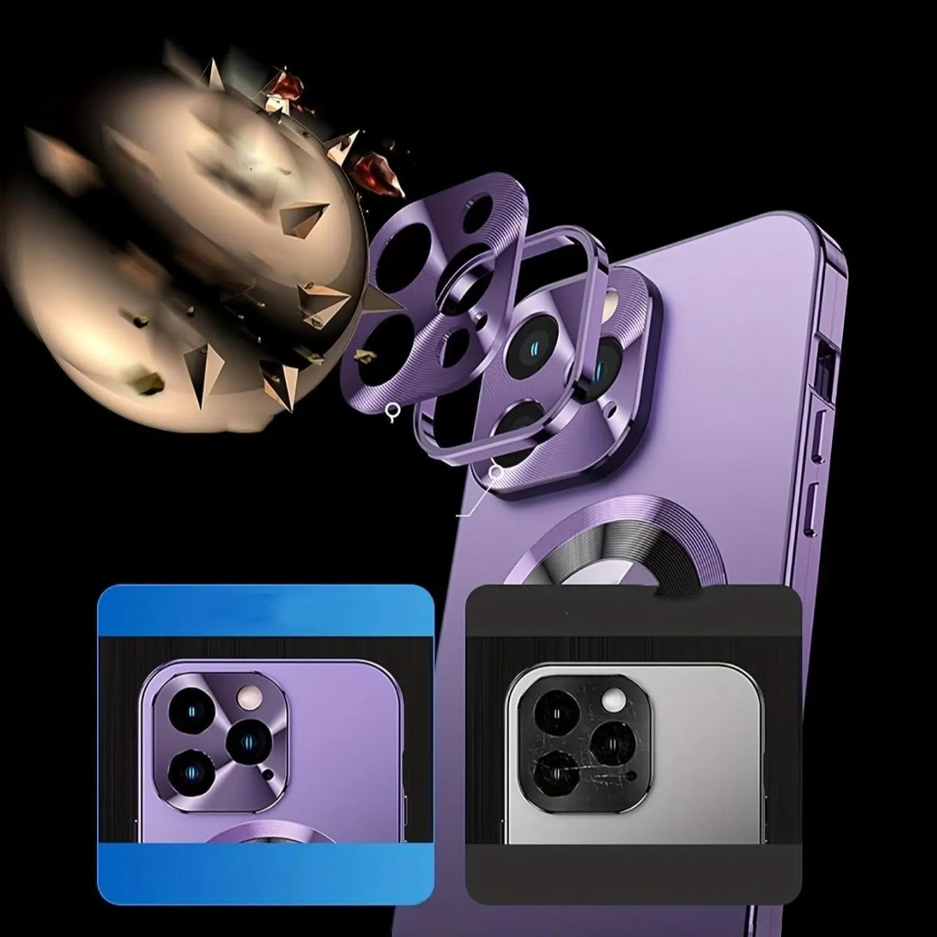 Magnetic Anti-Spy Phone Case with Dual-Sided Scratch-Resistant Glass and Strong Magnet Attachment, Metal Frame, Compatible with iPhone 12-17