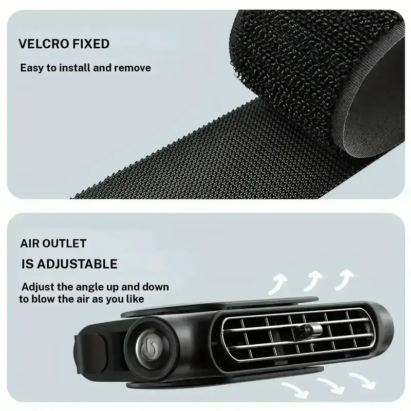 Car Seat Velcro Fan: 3 Adjustable Speeds, Built-In 3000Mah Battery, USB Charging, Suitable for Cars, Golf Carts, and Travel Rvs