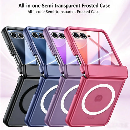 All-In-One Semi-Transparent Frosted MagSafe Case for Motorola Razr 70/60/50 Ultra Pro with Shockproof Hinge Protection