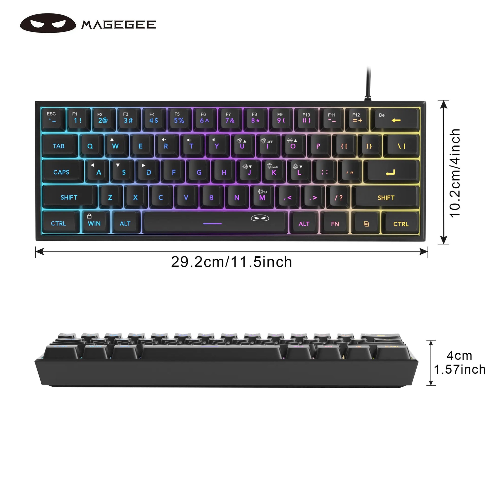 Magegee Mini 60% Gaming Keyboard, RGB Backlit 61 Key Ultra-Compact Keyboard, TS91 Ergonomic Mechanical Feeling Office Computer Keyboard for PC, MAC, PS4, Xbox ONE Gamer