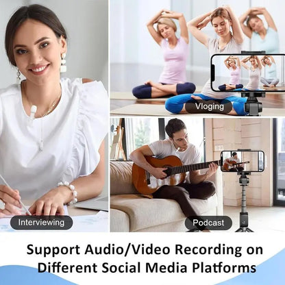 2.4G Wireless Clip-On Microphone with Lightning and USB-C Adapters for Professional Audio Recording in Video Production, YouTube, and Interviews
