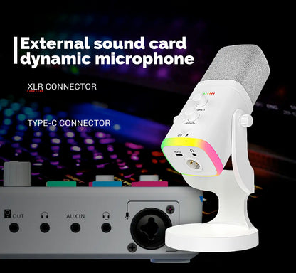 Gaming USB/XLR Microphone for Podcast, Dynamic Mic with Controllable RGB, Touch Mute, Headphone Jack, Desktop Stand, Vocal Mic for Singing Gaming Streaming Podcasting-Lsd-Yu8 RGB Condenser Microphone