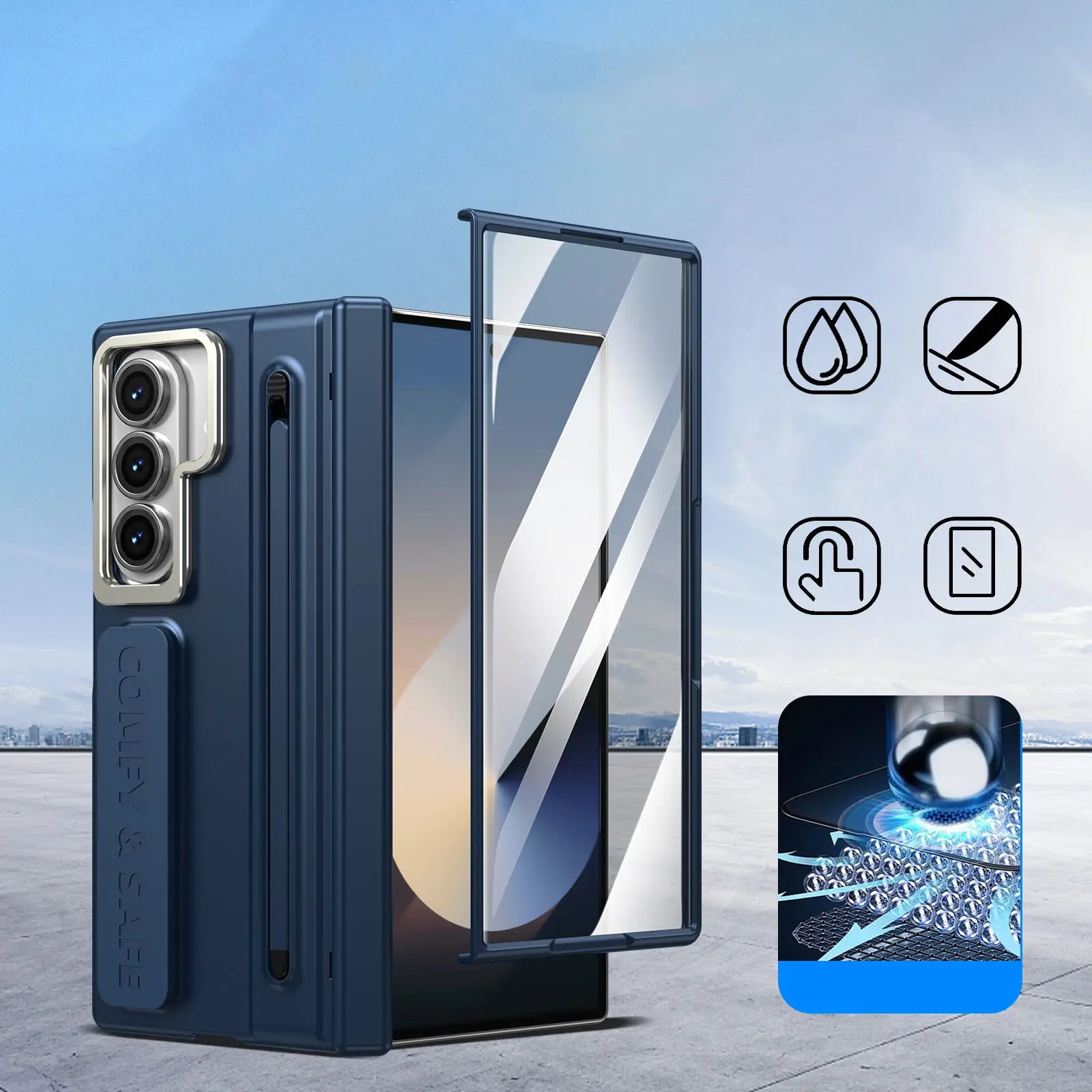Premium Foldable Phone Case with Built-In Stand & Pen Holder