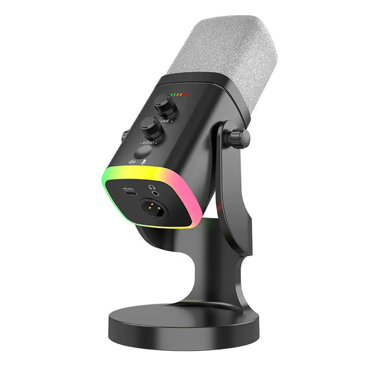 Gaming USB/XLR Microphone for Podcast, Dynamic Mic with Controllable RGB, Touch Mute, Headphone Jack, Desktop Stand, Vocal Mic for Singing Gaming Streaming Podcasting-Lsd-Yu8 RGB Condenser Microphone