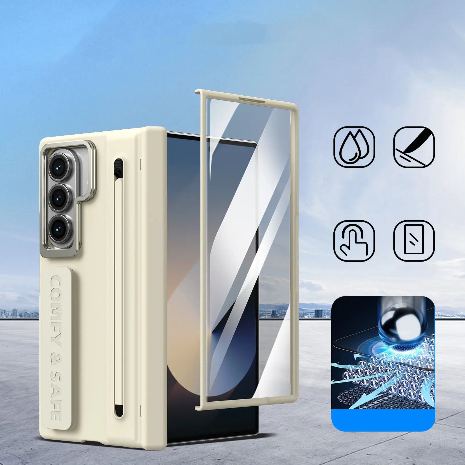 Premium Foldable Phone Case with Built-In Stand & Pen Holder