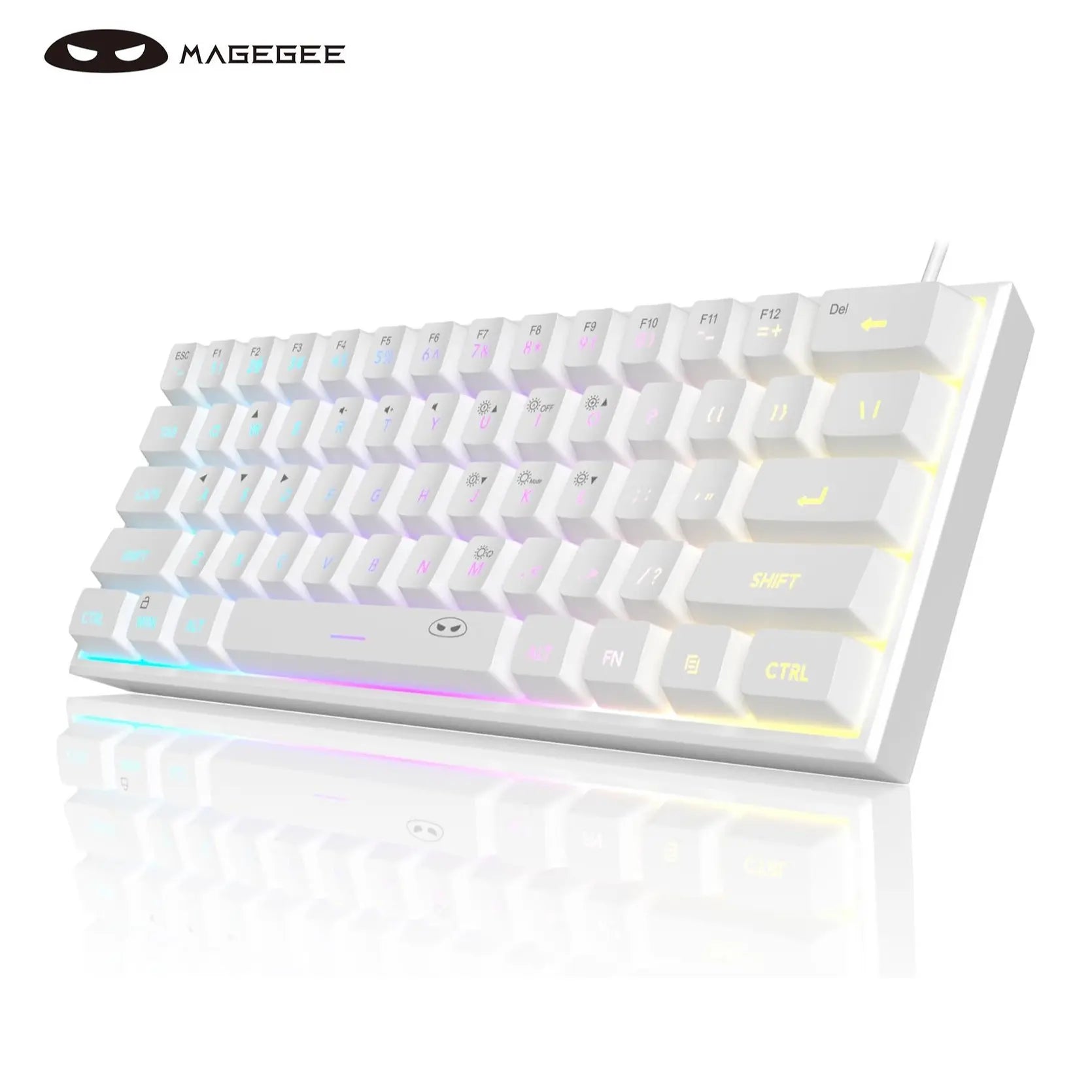 Magegee Mini 60% Gaming Keyboard, RGB Backlit 61 Key Ultra-Compact Keyboard, TS91 Ergonomic Mechanical Feeling Office Computer Keyboard for PC, MAC, PS4, Xbox ONE Gamer