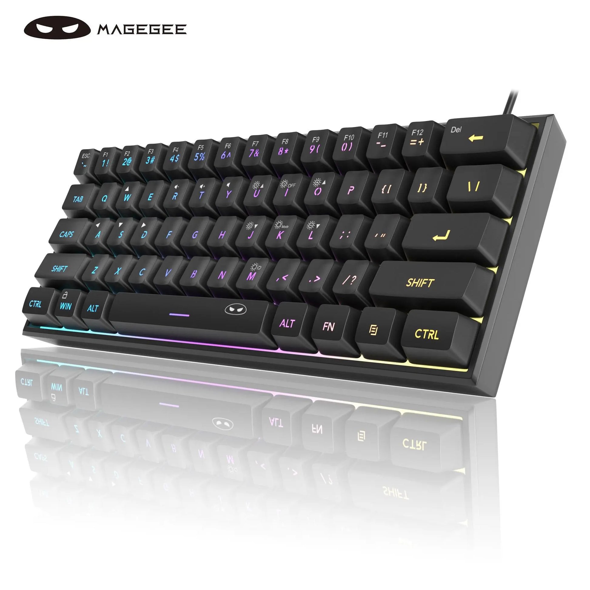 Magegee Mini 60% Gaming Keyboard, RGB Backlit 61 Key Ultra-Compact Keyboard, TS91 Ergonomic Mechanical Feeling Office Computer Keyboard for PC, MAC, PS4, Xbox ONE Gamer