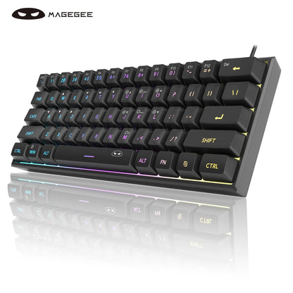 Magegee Mini 60% Gaming Keyboard, RGB Backlit 61 Key Ultra-Compact Keyboard, TS91 Ergonomic Mechanical Feeling Office Computer Keyboard for PC, MAC, PS4, Xbox ONE Gamer