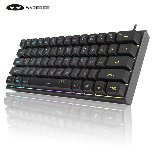 Magegee Mini 60% Gaming Keyboard, RGB Backlit 61 Key Ultra-Compact Keyboard, TS91 Ergonomic Mechanical Feeling Office Computer Keyboard for PC, MAC, PS4, Xbox ONE Gamer