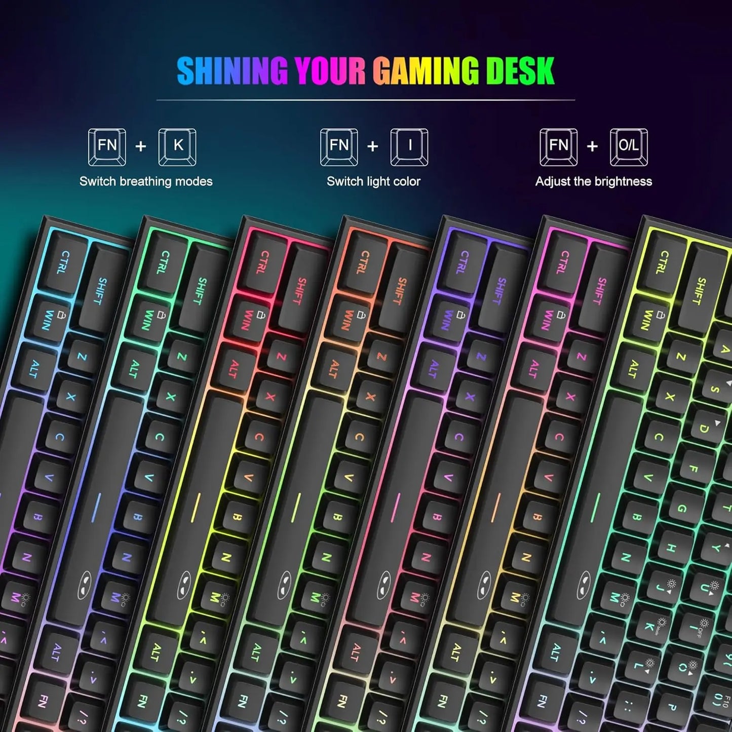 Magegee Mini 60% Gaming Keyboard, RGB Backlit 61 Key Ultra-Compact Keyboard, TS91 Ergonomic Mechanical Feeling Office Computer Keyboard for PC, MAC, PS4, Xbox ONE Gamer