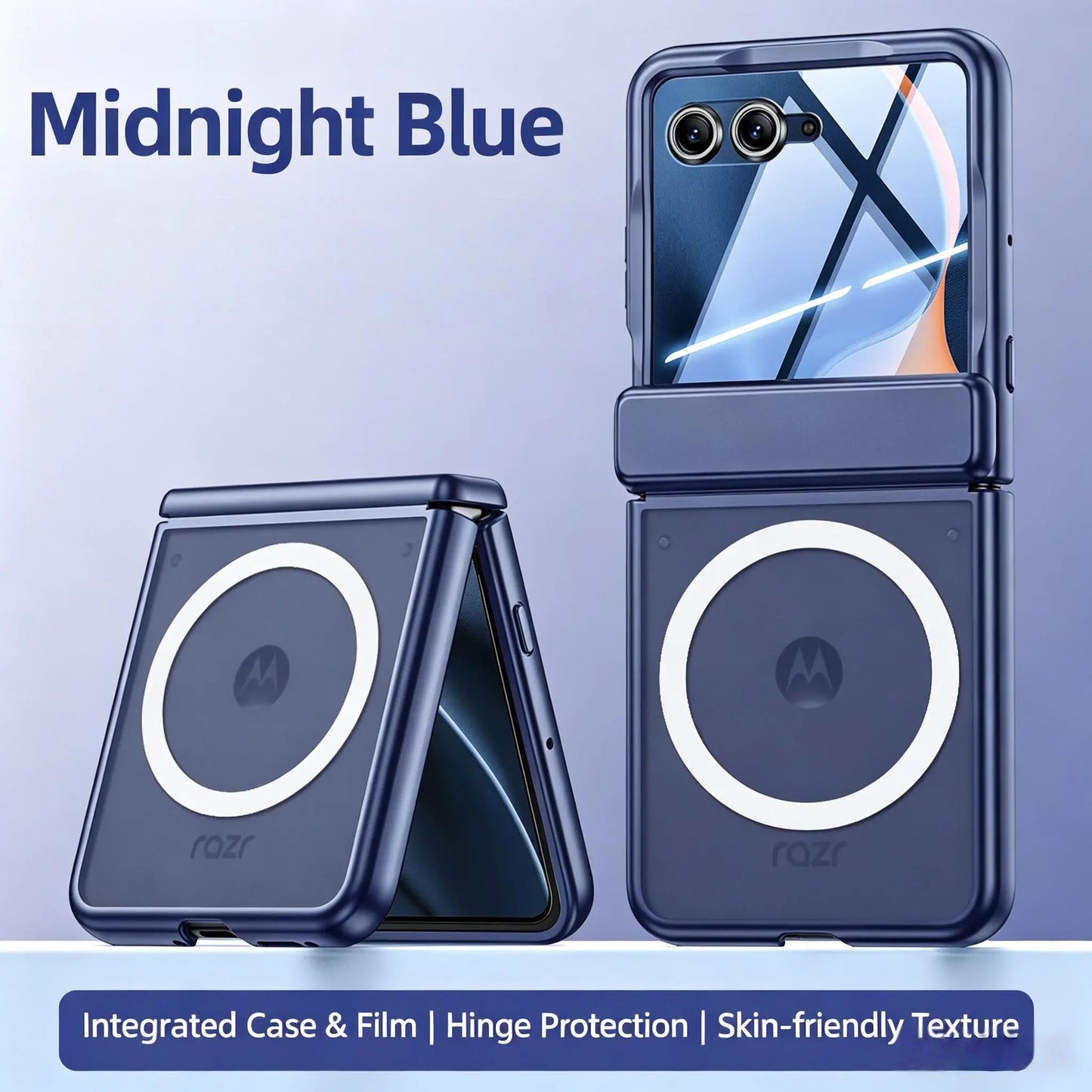 All-In-One Semi-Transparent Frosted MagSafe Case for Motorola Razr 70/60/50 Ultra Pro with Shockproof Hinge Protection