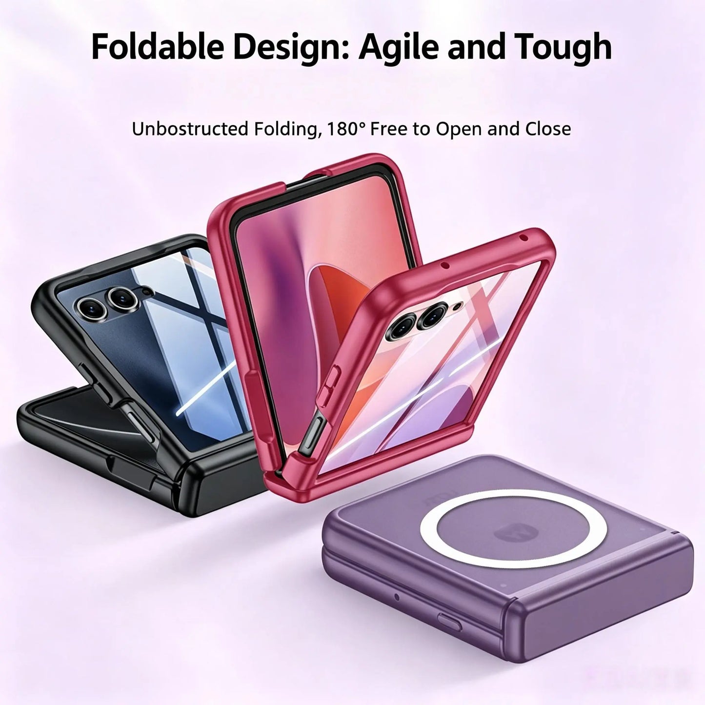 All-In-One Semi-Transparent Frosted MagSafe Case for Motorola Razr 70/60/50 Ultra Pro with Shockproof Hinge Protection