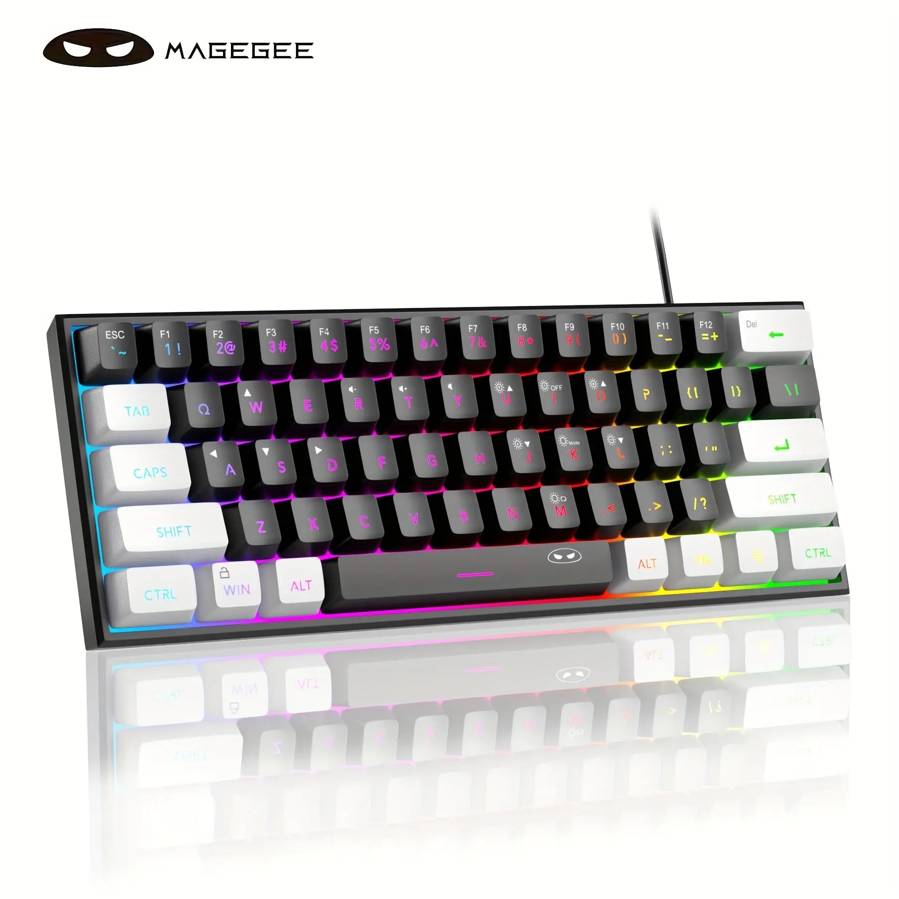 Magegee Mini 60% Gaming Keyboard, RGB Backlit 61 Key Ultra-Compact Keyboard, TS91 Ergonomic Mechanical Feeling Office Computer Keyboard for PC, MAC, PS4, Xbox ONE Gamer