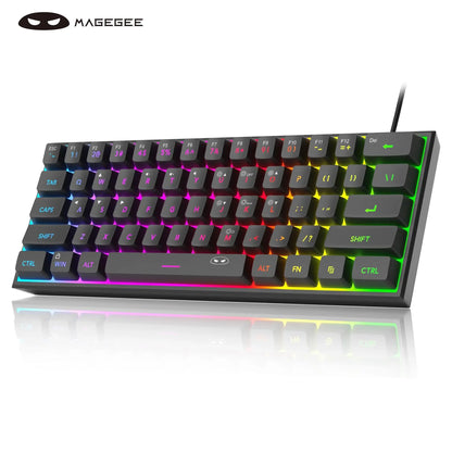 Magegee Mini 60% Gaming Keyboard, RGB Backlit 61 Key Ultra-Compact Keyboard, TS91 Ergonomic Mechanical Feeling Office Computer Keyboard for PC, MAC, PS4, Xbox ONE Gamer